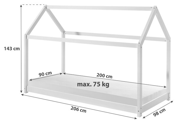 DOMČEKOVÁ POSTEĽ, 90/200 cm biela Vipack - Detské izby, Online Only