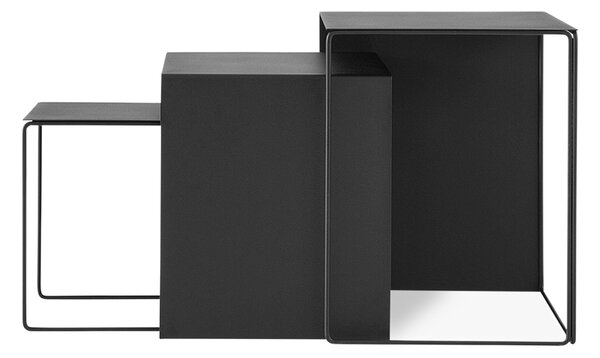 Kovový odkladací stolík Cluster Black – sada 3 ks