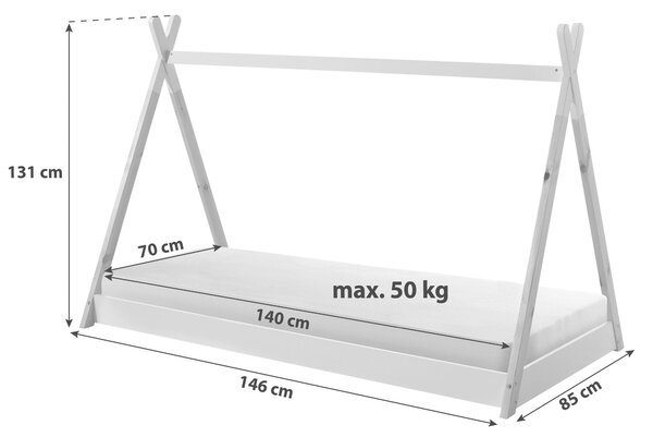 DOMČEKOVÁ POSTEĽ, 70/140 cm biela, farba borovice MID.YOU - Detské izby, Online Only