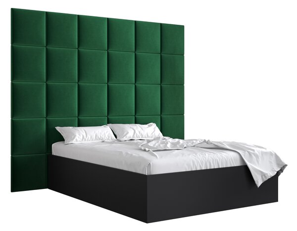 Manželská posteľ s čalúneným čelom 160 cm Brittany 3 (čierna matná + zelená) (s roštom). Vlastná spoľahlivá doprava až k Vám domov. 1046000