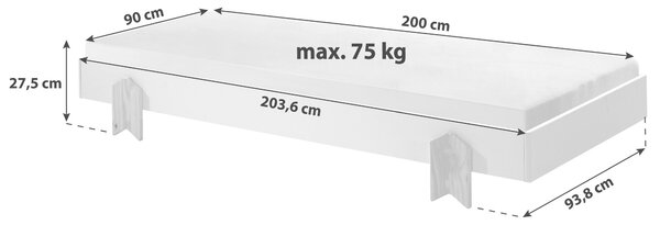 POSTEĽ PRE DETI A MLÁDEŽ, 90/200 cm biela MID.YOU - Detské izby, Online Only