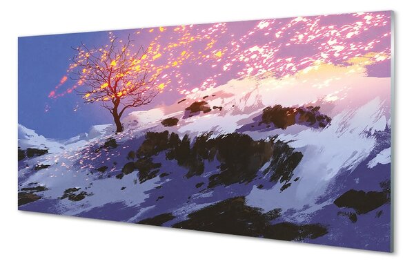 Obraz na skle Zimné strom top 100x50 cm 2 Prívesky