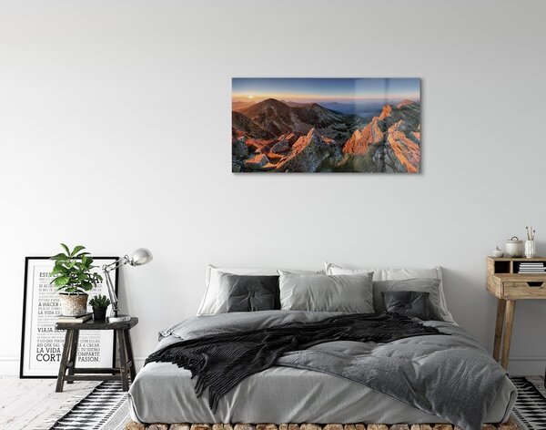 Sklenený obraz horské slnko 100x50 cm 2 Prívesky