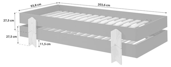 STOHOVATEĽNÁ POSTEĽ, 90/200 cm sivá MID.YOU - Detské izby, Online Only