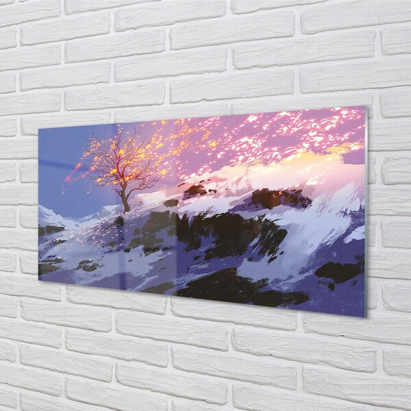 Obraz na skle Zimné strom top 100x50 cm 2 Prívesky