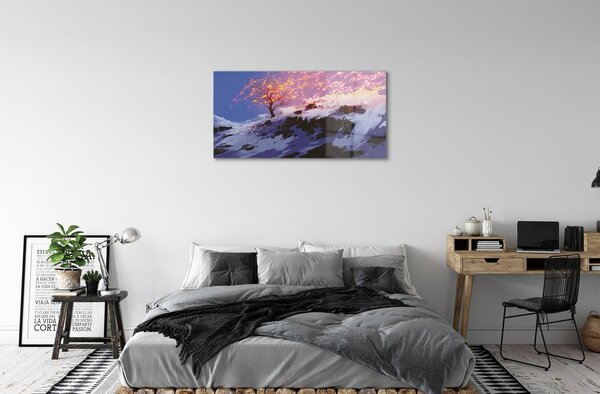 Obraz na skle Zimné strom top 100x50 cm 2 Prívesky
