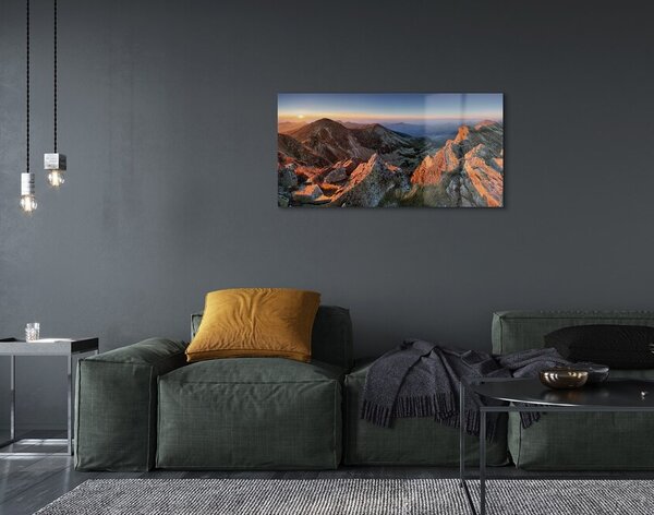 Sklenený obraz horské slnko 100x50 cm 2 Prívesky