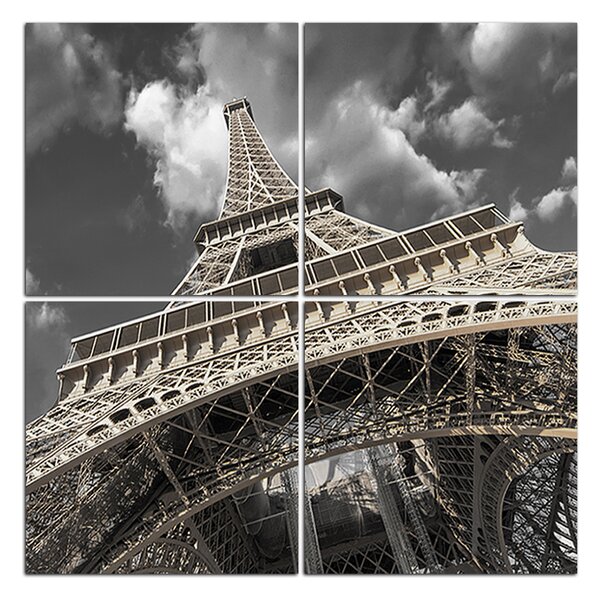 Obraz na plátne - Eiffelova veža - pohľad zdola - štvorec 335FD (60x60 cm)