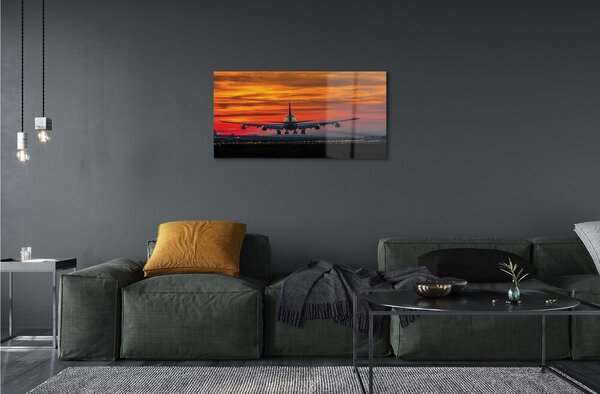 Obraz na skle West mraky lietadla 100x50 cm 2 Prívesky