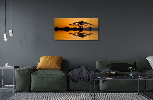 Obraz na skle Sunset tree 100x50 cm 2 Prívesky