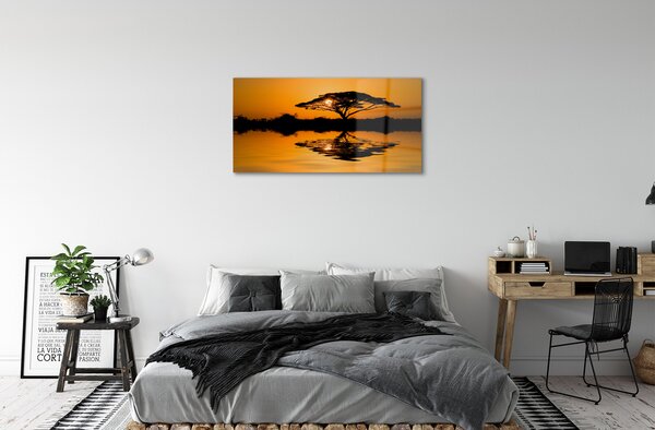 Obraz na skle Sunset tree 100x50 cm 2 Prívesky
