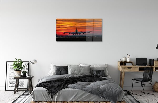 Obraz na skle West mraky lietadla 100x50 cm 2 Prívesky