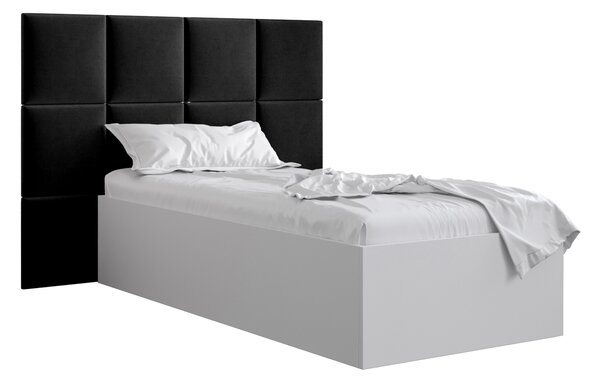 Jednolôžková posteľ s čalúneným čelom 90 cm Brittany 4 (biela matná + čierna) (s roštom). Vlastná spoľahlivá doprava až k Vám domov. 1046020