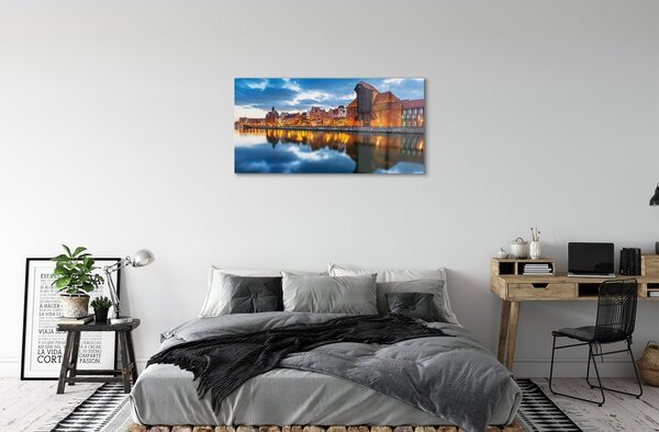 Sklenený obraz Gdańsk riečne budovy 100x50 cm 2 Prívesky