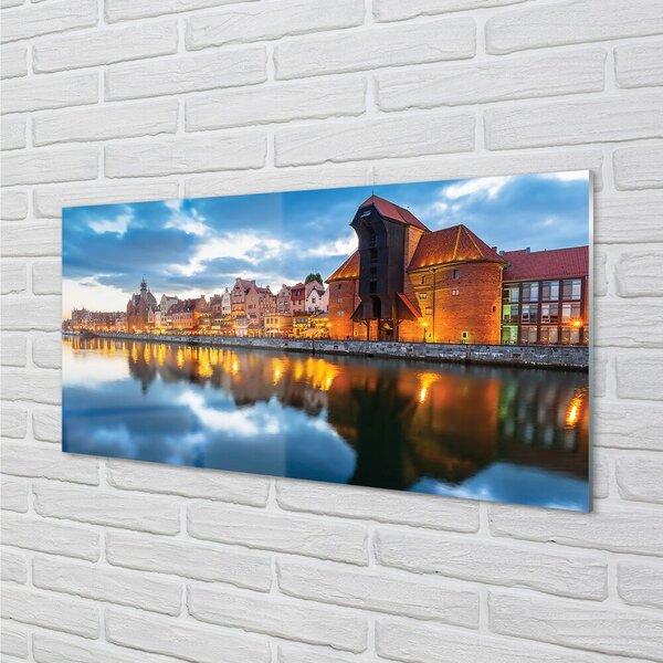 Sklenený obraz Gdańsk riečne budovy 100x50 cm 2 Prívesky
