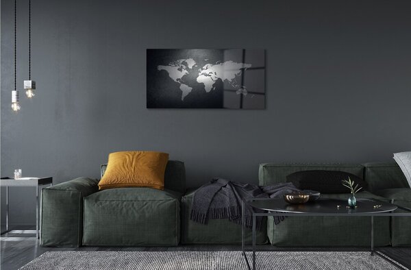Sklenený obraz Čiernom pozadí White mapa 100x50 cm 2 Prívesky