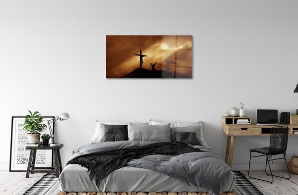 Sklenený obraz Jesus Cross Light 100x50 cm 2 Prívesky