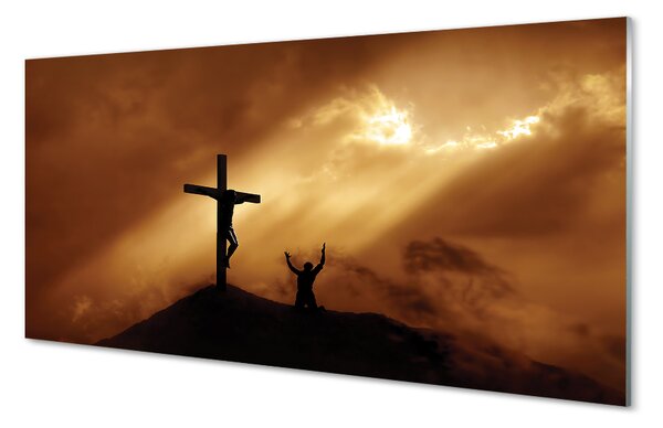 Nástenný panel  Jesus Cross Light 100x50 cm
