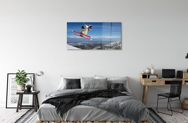 Obraz na skle mountain lyžiar 100x50 cm 2 Prívesky