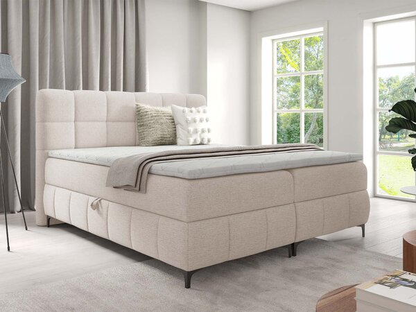 Čalúnená boxspring posteľ s úložným priestorom Zophie 120x200 - biela