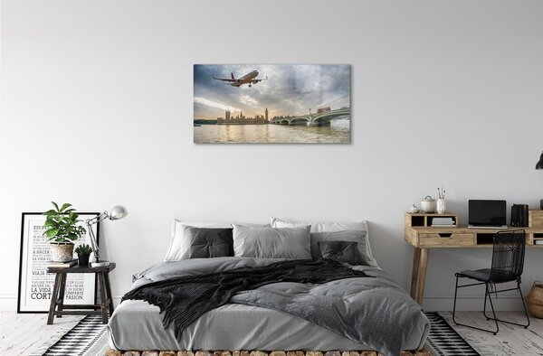 Obraz na skle lietadiel mraky 100x50 cm 2 Prívesky