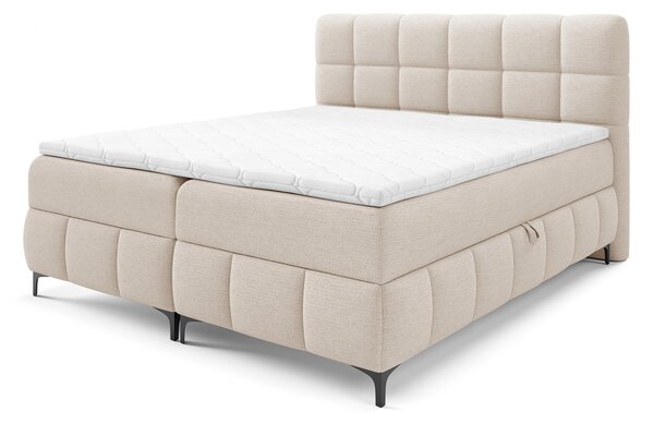 Čalúnená boxspring posteľ s úložným priestorom Zophie 120x200 - krémová