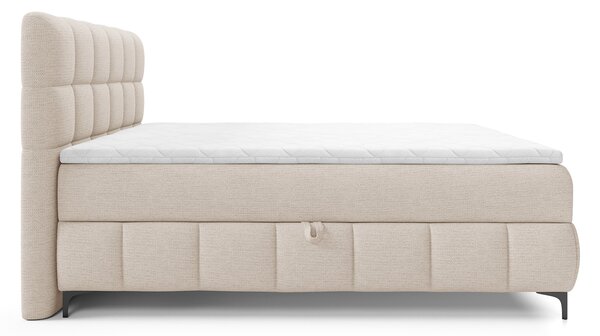 Čalúnená boxspring posteľ s úložným priestorom Zophie 120x200 - krémová