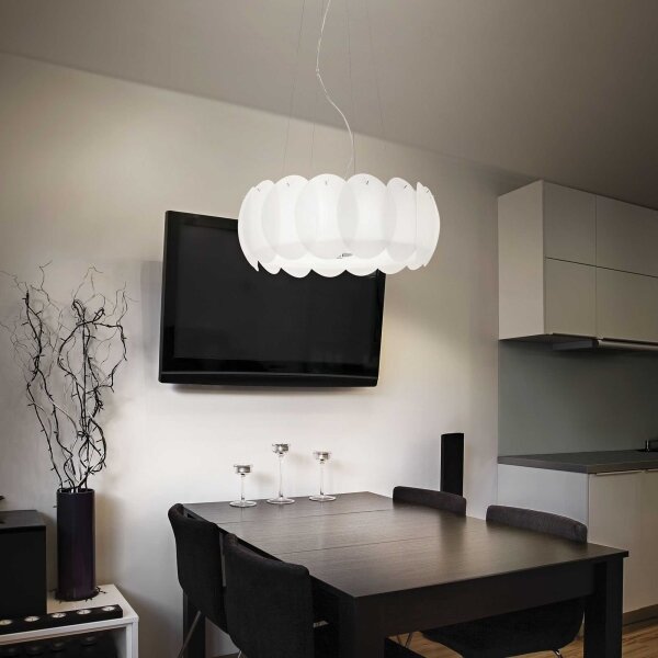 Ideal Lux - Závesné svietidlo OVALINO na lankách 5xE27/60W/230V pr. 44 cm biela
