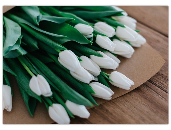 Obraz kytice bielych tulipánov (70x50 cm)
