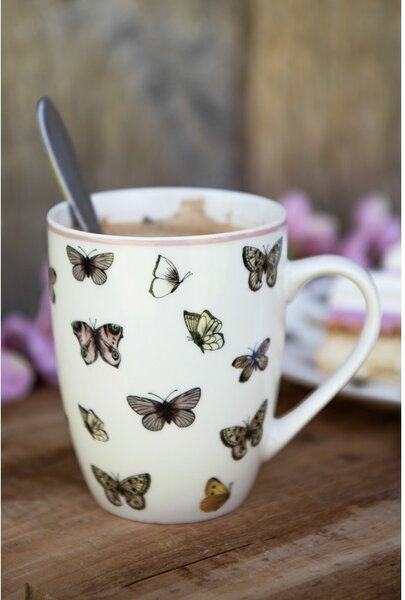 Porcelánový hrnček s motýlikmi Butterfly Paradise - 12*8*10cm / 350 ml - Clayre & Eef