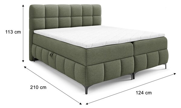 Čalúnená boxspring posteľ s úložným priestorom Zophie 120x200 - zelená