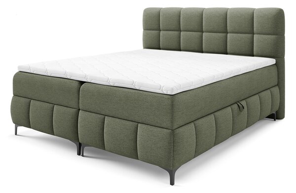 Čalúnená boxspring posteľ s úložným priestorom Zophie 120x200 - zelená