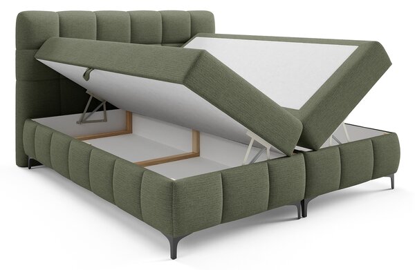 Čalúnená boxspring posteľ s úložným priestorom Zophie 120x200 - zelená