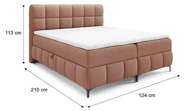 Čalúnená boxspring posteľ s úložným priestorom Zophie 120x200 - tehlová