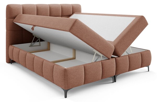 Čalúnená boxspring posteľ s úložným priestorom Zophie 120x200 - tehlová
