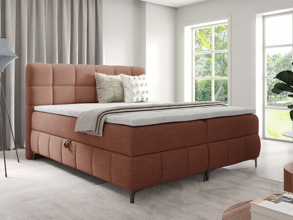 Čalúnená boxspring posteľ s úložným priestorom Zophie 120x200 - tehlová