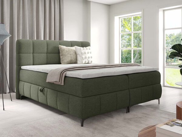 Čalúnená boxspring posteľ s úložným priestorom Zophie 120x200 - zelená