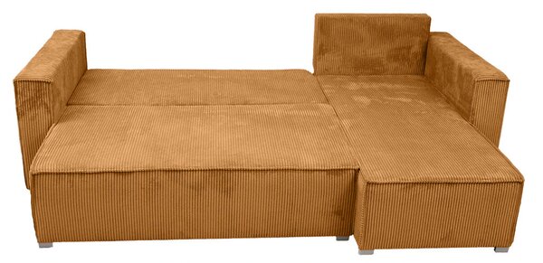 Horčicová rohová pohovka SMART COSARO, obojstranná + 2 vankúšiky ZDARMA