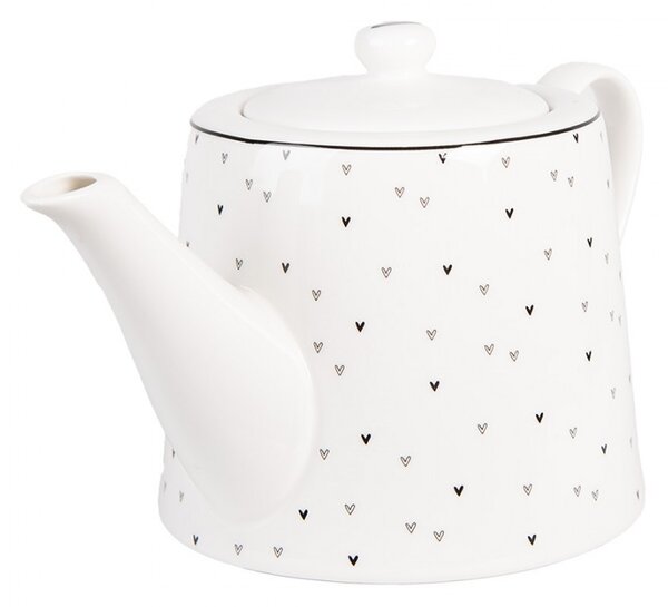 Biela porcelánová kanvička so srdiečkami Lovely Day - 23*14*14 cm / 1000 ml - Clayre & Eef