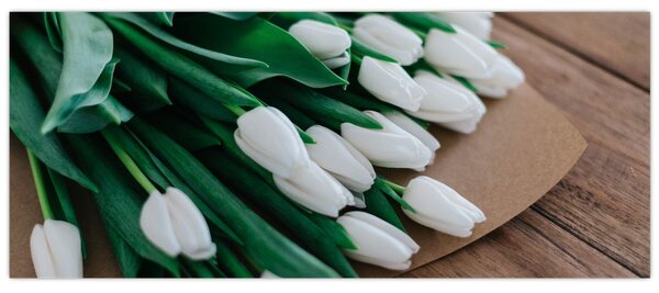 Obraz kytice bielych tulipánov (120x50 cm)