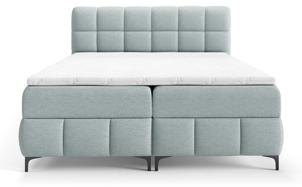 Čalúnená boxspring posteľ s úložným priestorom Zophie 120x200 - svetlomodrá