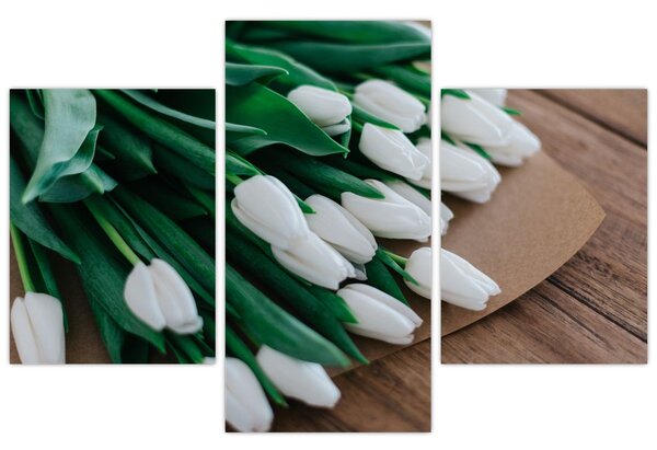 Obraz kytice bielych tulipánov (90x60 cm)