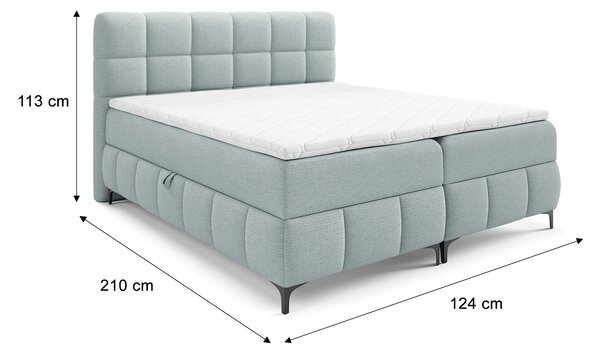 Čalúnená boxspring posteľ s úložným priestorom Zophie 120x200 - svetlomodrá