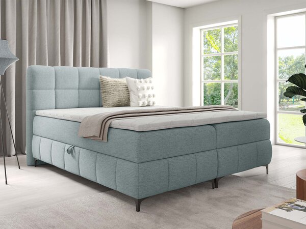 Čalúnená boxspring posteľ s úložným priestorom Zophie 120x200 - svetlomodrá
