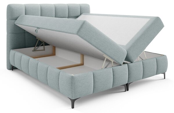 Čalúnená boxspring posteľ s úložným priestorom Zophie 120x200 - svetlomodrá