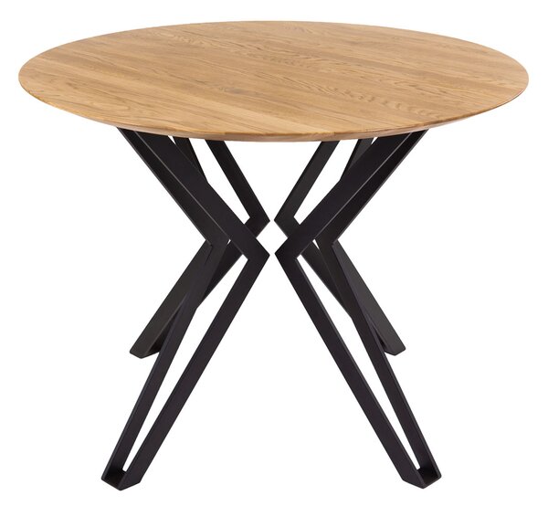 Wooded Jídelní stůl Atlanta z masivu DUB Průměr stolu: 120 cm, Hrana stolu: Švýcarská (zkosená), Barva kovu: Černá