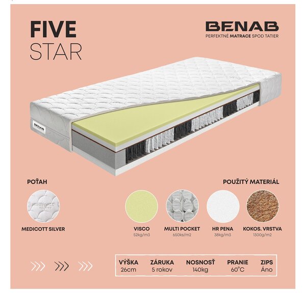 NovýNábytok.sk Taštičkový matrac Benab Eros 200x90 cm (T3/T4) *AKCIA 1+1. Vlastná spoľahlivá doprava až k Vám domov. 763488