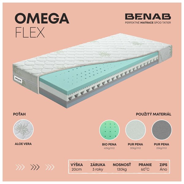NovýNábytok.sk Penový matrac Benab Omega Flex 200x160 cm (T2/T3). Akcia -6%. Vlastná spoľahlivá doprava až k Vám domov. 763330
