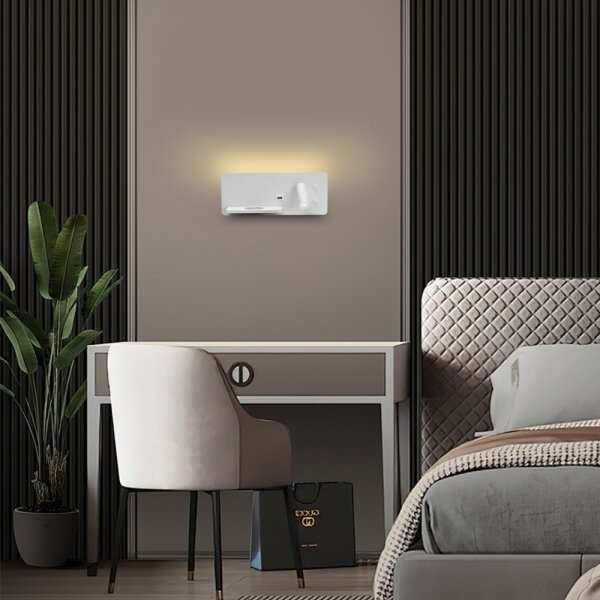 Immax 08286L-LED Nástenné sviet. s pol., USB a bezdr. nab. LED/3W/230V + LED/3W