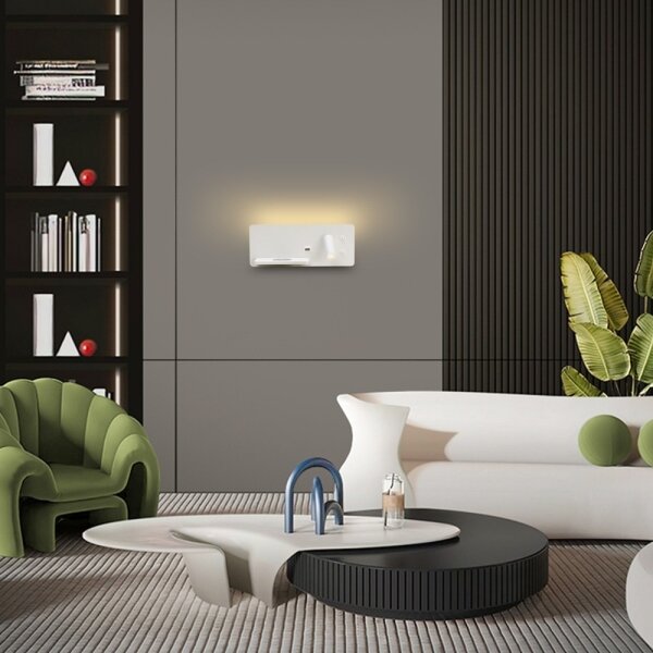 Immax 08286L-LED Nástenné sviet. s pol., USB a bezdr. nab. LED/3W/230V + LED/3W